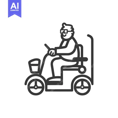 Aset desain premium: Elderly Man Driving A Mobility Scooter