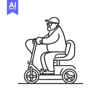 Premium design asset: Elderly Man Driving a Mobility Scooter