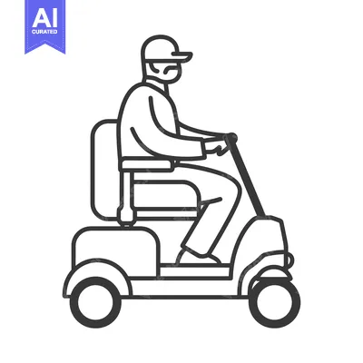 Aset desain premium: Elderly Man Driving a Mobility Scooter