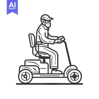 Aset premium populer: Elderly Man Driving a Mobility Scooter