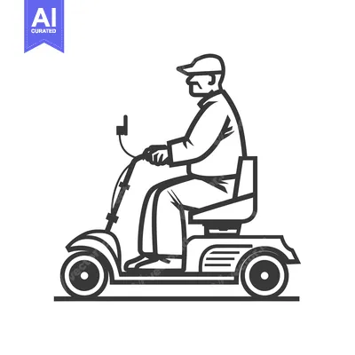 Aset desain premium: Elderly Man Driving a Mobility Scooter