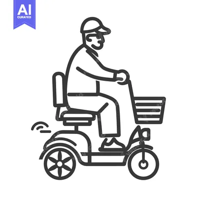 Aset desain premium: Elderly Man Driving a Mobility Scooter