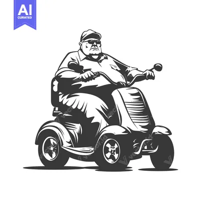 Aset premium populer: Elderly Man Driving a Mobility Scooter with Sunglasses and a Cap