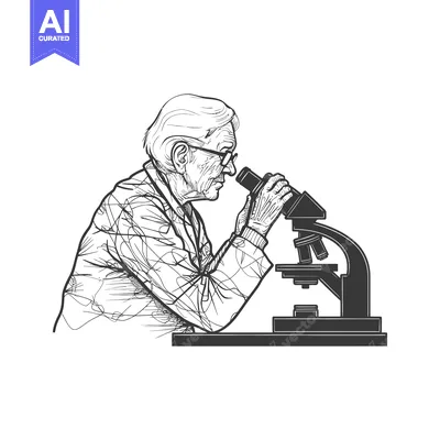 Elderly Man Examining Under Microscope