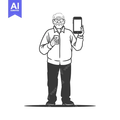 Popular premium asset: Elderly Man Holding a Smartphone and a Tablet