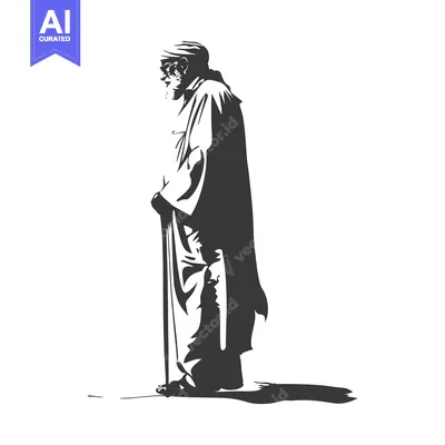 Popular premium asset: Elderly Man in a Long Robe Holding a Walking Stick