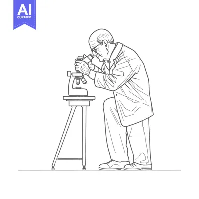 Aset desain premium: Elderly Man in Lab Coat Using a Microscope