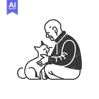 Popular premium asset: Elderly Man Petting a Cat
