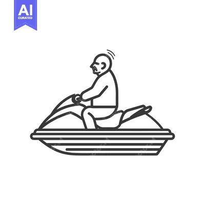 Aset premium populer: Elderly Man Riding a Jet Ski