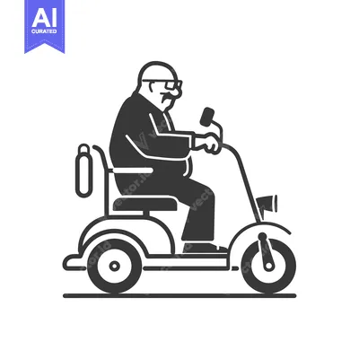 Aset premium populer: Elderly Man Riding a Mobility Scooter