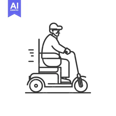 Aset premium populer: Elderly Man Riding a Mobility Scooter