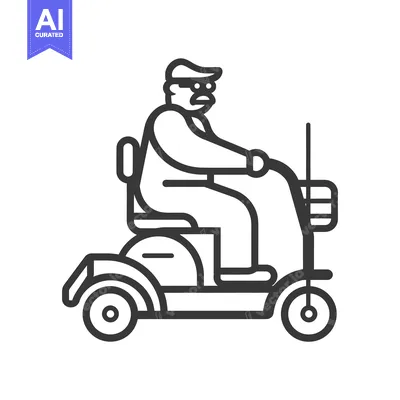 Aset premium populer: Elderly Man Riding a Mobility Scooter