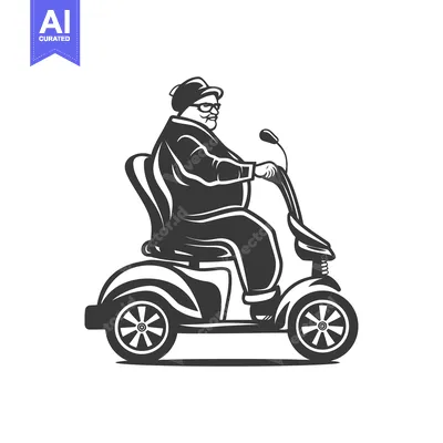 Aset desain premium: Elderly Man Riding a Mobility Scooter