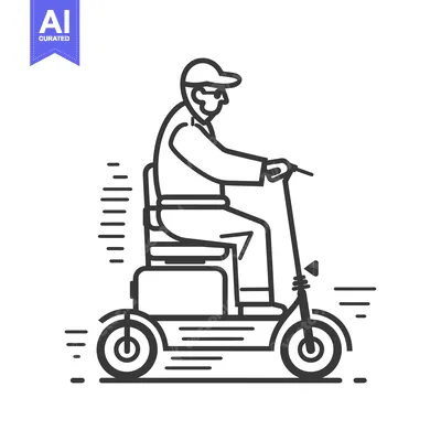 Aset desain premium: Elderly Man Riding a Mobility Scooter