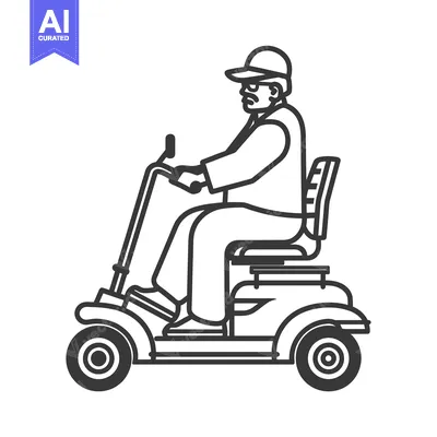 Aset premium populer: Elderly Man Riding a Mobility Scooter
