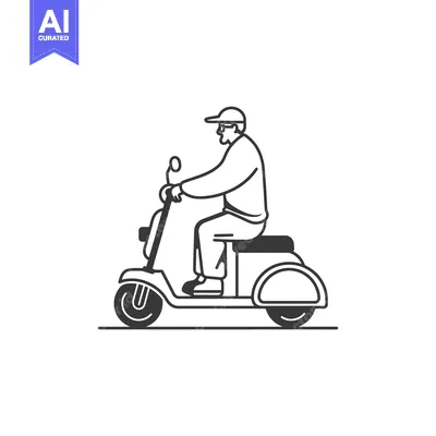 Aset desain premium: Elderly Man Riding a Motorized Scooter
