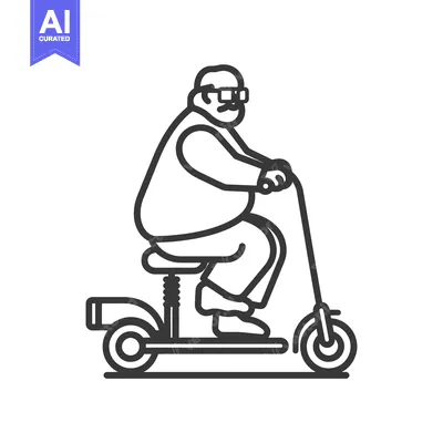 Premium design asset: Elderly man riding an electric scooter