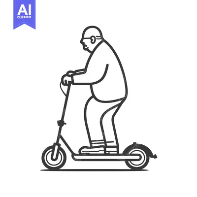 Premium design asset: Elderly man riding an electric scooter