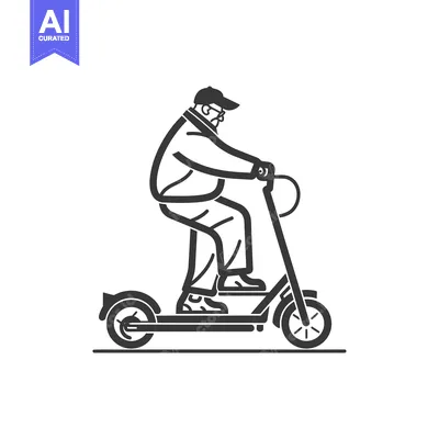 Aset premium populer: Elderly man riding an electric scooter