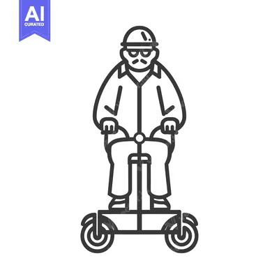 Aset premium populer: Elderly Man Riding a Personal Mobility Scooter