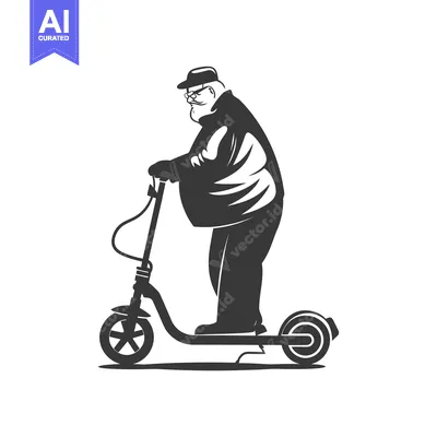 Aset premium populer: Elderly Man Riding a Scooter