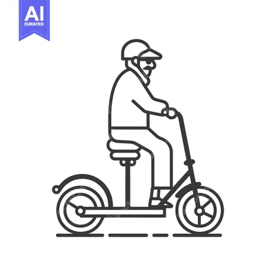 Popular premium asset: Elderly Man Riding a Scooter with a Helmet