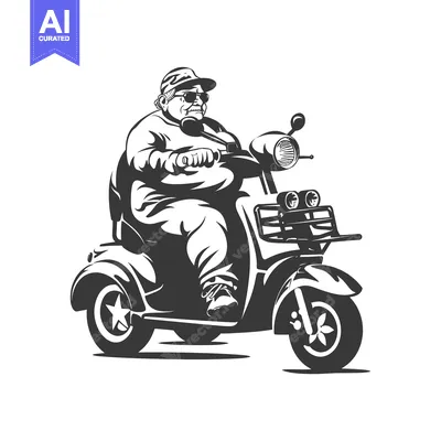 Popular premium asset: Elderly Man Riding a Scooter with Sunglasses and Hat