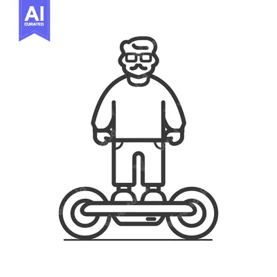 Aset desain premium: Elderly Man Riding a Self-Balancing Scooter