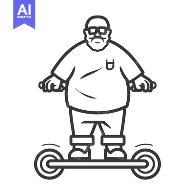 Aset desain premium: Elderly Man Riding a Self-Balancing Scooter