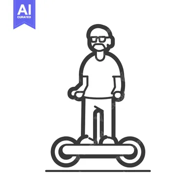 Premium design asset: Elderly man riding a self-balancing scooter