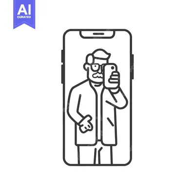 Aset premium populer: Elderly Man Taking a Selfie on Smartphone