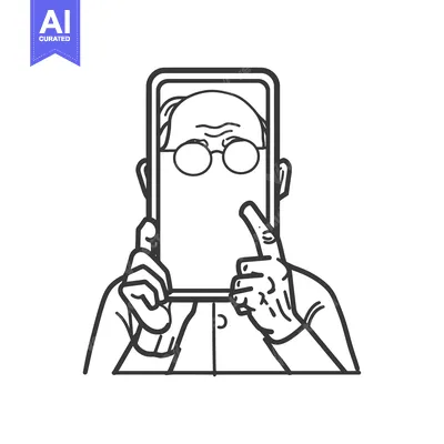 Aset premium populer: Elderly Man Taking a Selfie with a Smartphone