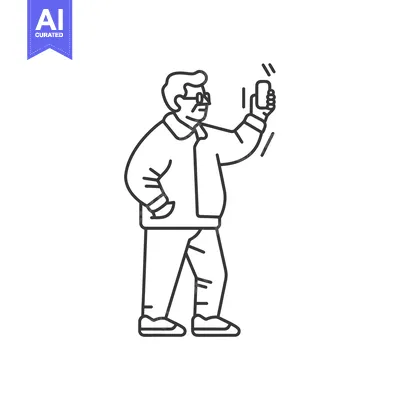 Aset premium populer: Elderly Man Taking a Selfie with a Smartphone