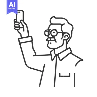 Aset premium populer: Elderly Man Taking a Selfie with Smartphone