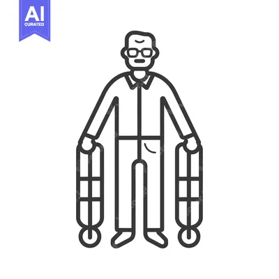 Aset desain premium: Elderly Man Using a Walker for Mobility Support