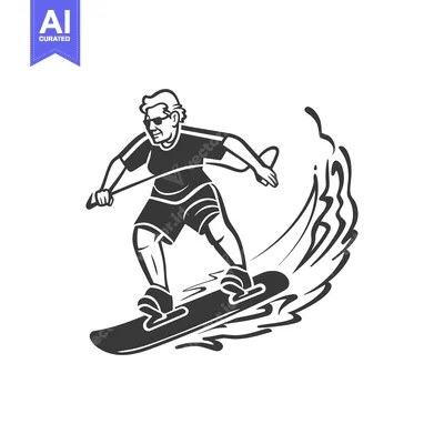 Aset desain premium: Elderly Man Wakeboarding With Sunglasses and Holding Rope