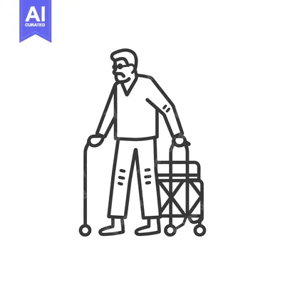 Popular premium asset: Elderly Man Walking with a Rolling Walker