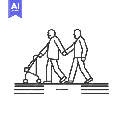 Premium design asset: Elderly man walking with assistance using a walker