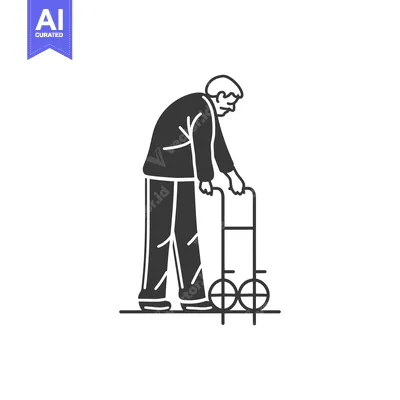 Aset desain premium: Elderly man with a walker