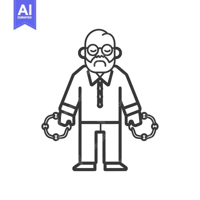 Aset desain premium: Elderly Man with Glasses and a Mustache Holding a Chain in Each Hand