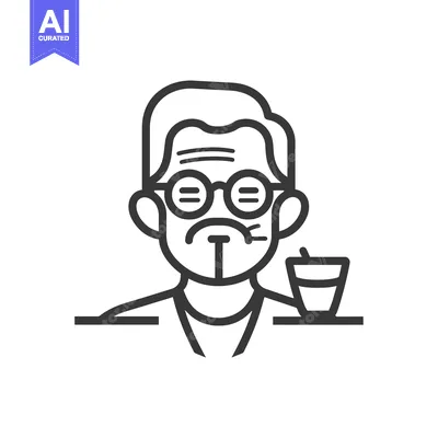Popular premium asset: Elderly Man with Glasses Drinking from a Glass with a Straw