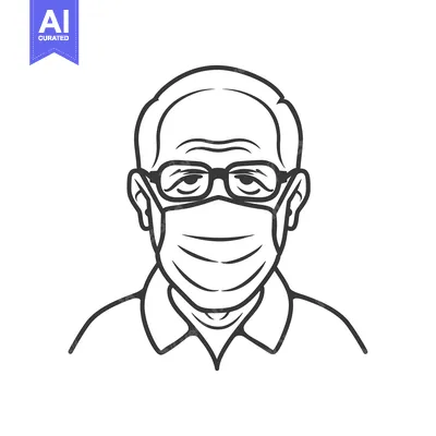 Elderly man with glasses wearing a face mask