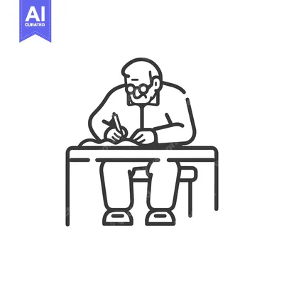 Aset premium populer: Elderly Man Writing at a Table
