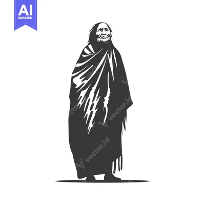 Aset desain premium: Elderly Native American Person Wrapped in a Blanket