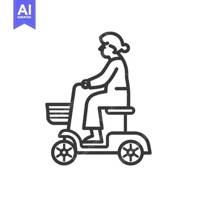Aset desain premium: Elderly Person Driving a Mobility Scooter