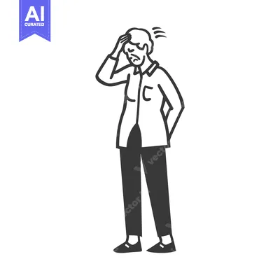 Premium design asset: Elderly Person Experiencing a Headache and Holding Their Forehead