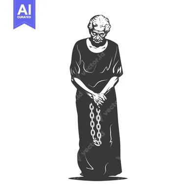 Aset desain premium: Elderly Person Holding Chains in a Robe