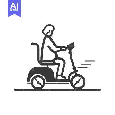Aset desain premium: Elderly Person Riding a Mobility Scooter