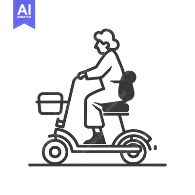Aset premium populer: Elderly Person Riding a Mobility Scooter