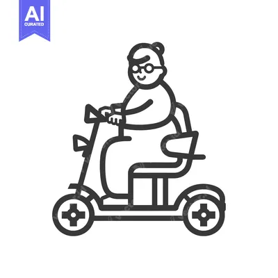 Aset desain premium: Elderly Person Riding a Mobility Scooter